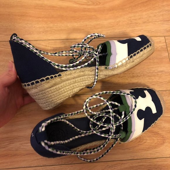 NEW TORY BURCH Women's shoes Ines leather platform espadrilles size7 - Picture 5 of 5